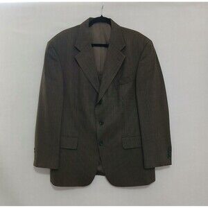 Oscar De La Renta Houndstooth Mens Notch Blazer 100% Wool Brown 41 S #633